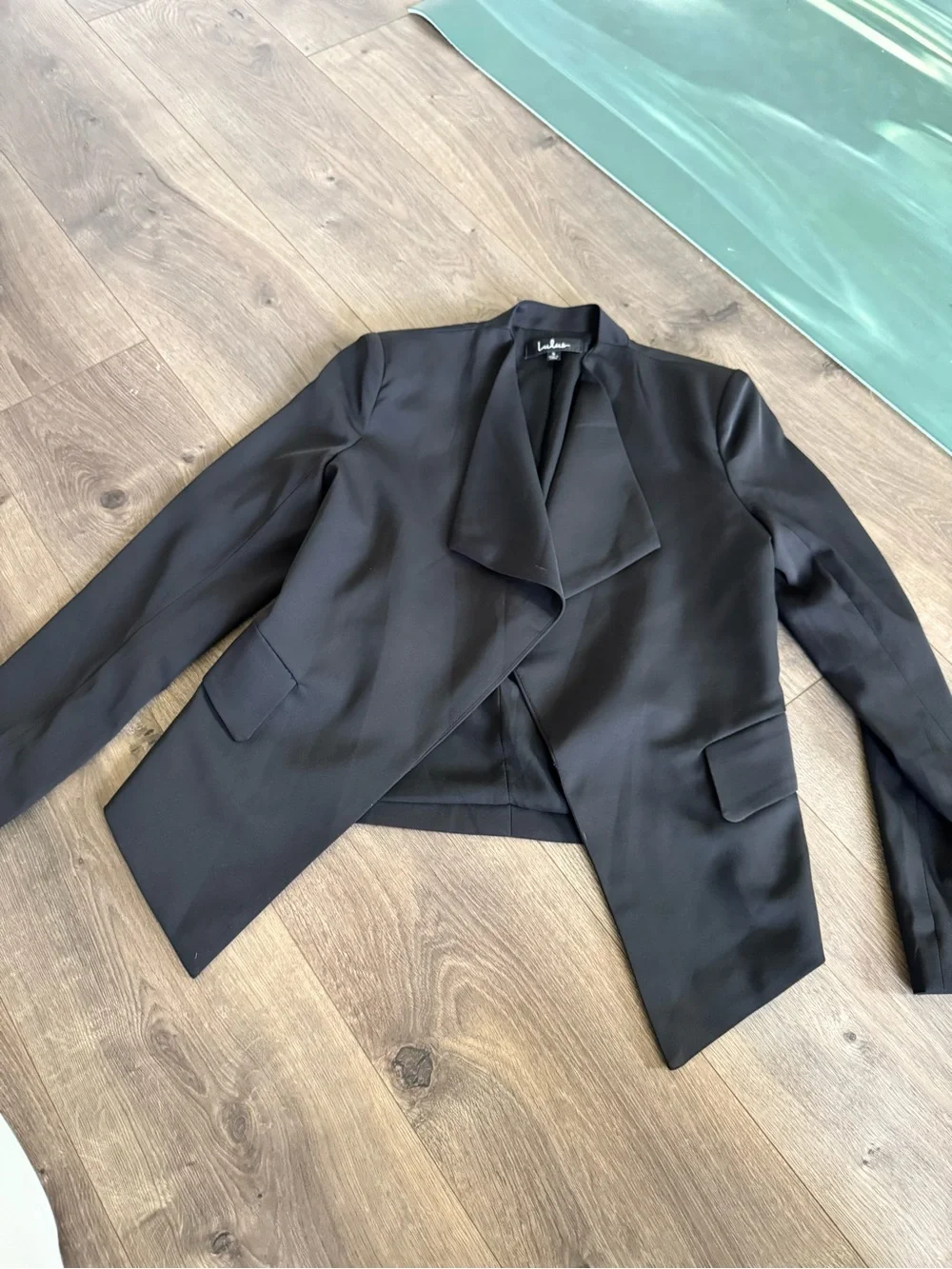 Lulu’s Black Draped Open-Front Blazer